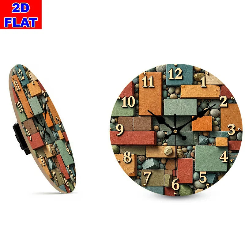 Colorful Geometric Wall Clock – Modern Stone-Inspired Home Décor