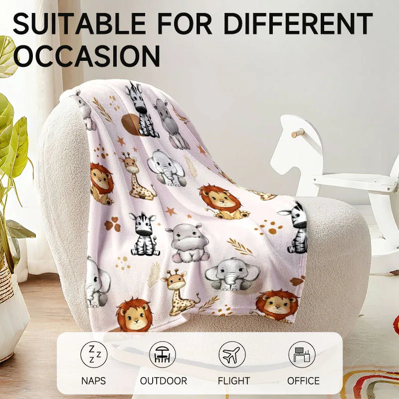 1 piece animal-themed flannel blanket, soft and cozy, perfect for sofa, bed, office. Ideal gift for family, friends, holidays.