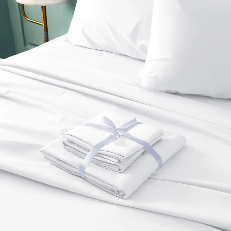 Hotel Luxury King White Bed Sheets Set 1800 Thread Count