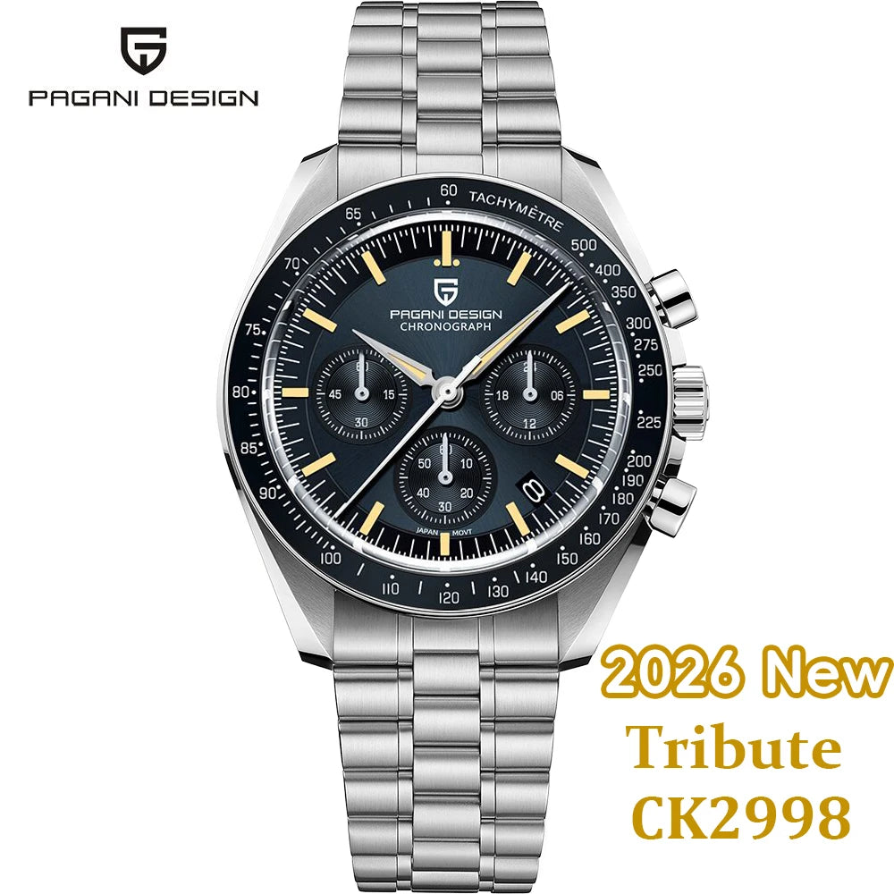 Men’s PAGANI DESIGN Watch – Stainless Steel Bracelet & Classic Round Dial