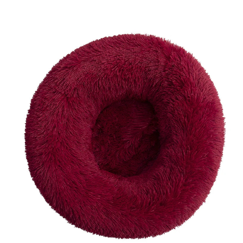 Plush Donut Dog Bed – Soft Calming Round Pet Bed