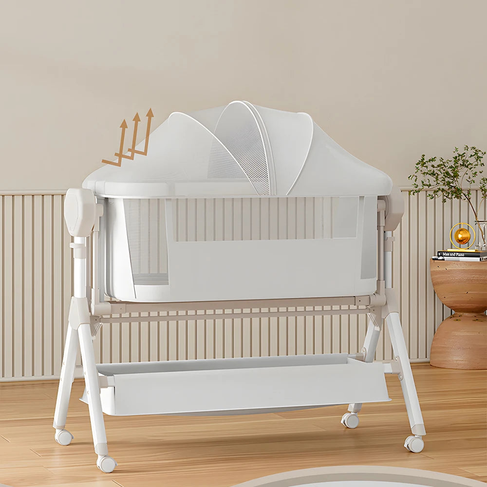 Electric Rocking Baby Bassinet & Bedside Sleeper for Newborns with Storage Basket