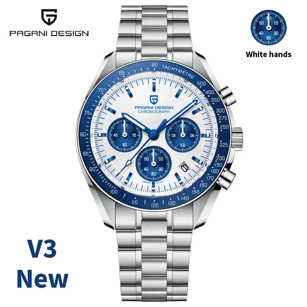 Men’s PAGANI DESIGN Watch – Stainless Steel Bracelet & Classic Round Dial