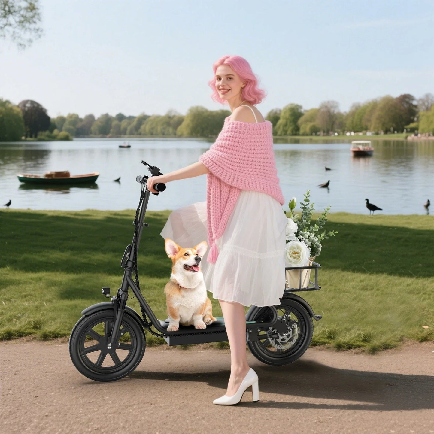 500W Electric Scooter with Seat  Folding Commuter E-Scooter for Adults, 22 MPH Top Speed & Long-Range Battery
