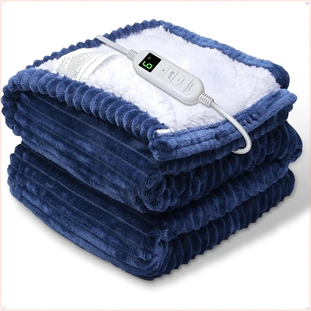 Luxury Electric Heated Throw Blanket . Soft Coral Fleece Heating Blanket with 6 Heat Settings & Timer