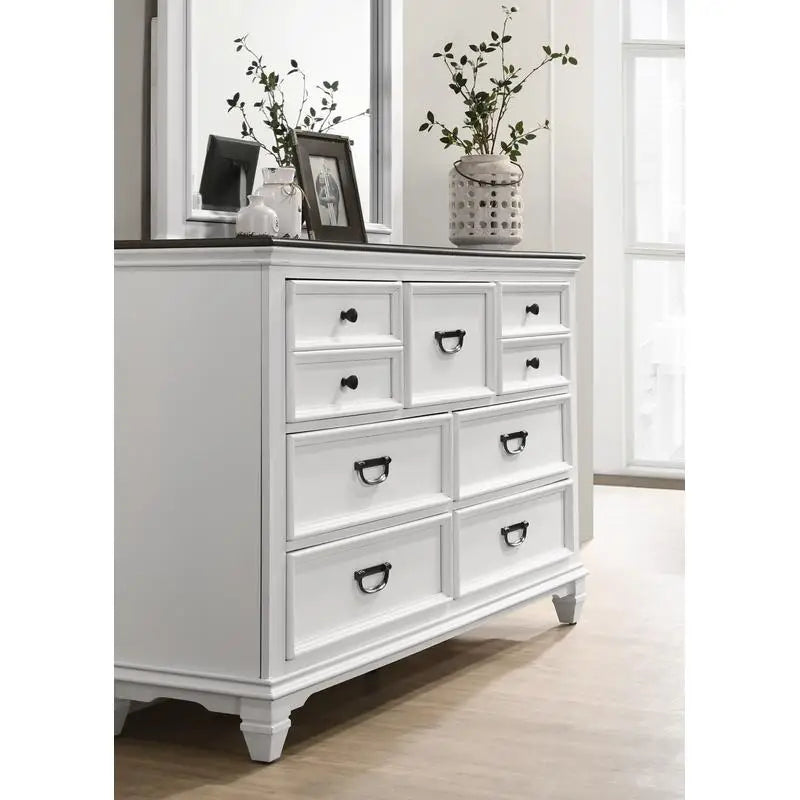 Shiplap Panel Queen Bed Set with Dresser, Mirror, and 2 Nightstands for a Cozy Bedroom