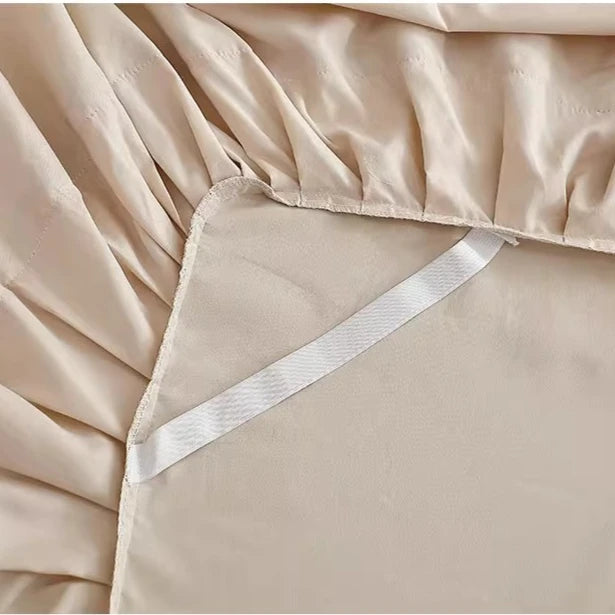 Elegant Solid Color Lace Bed Skirt Set