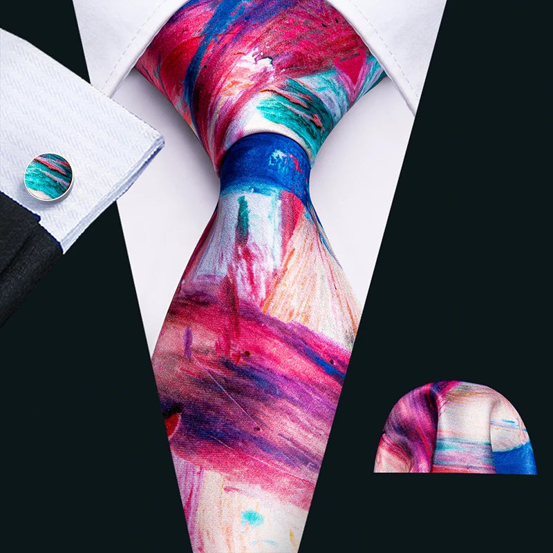 Luxury Designer Silk Tie Set for Men,  Necktie, Pocket Square & Cufflinks for Weddings, Business & Formal Events