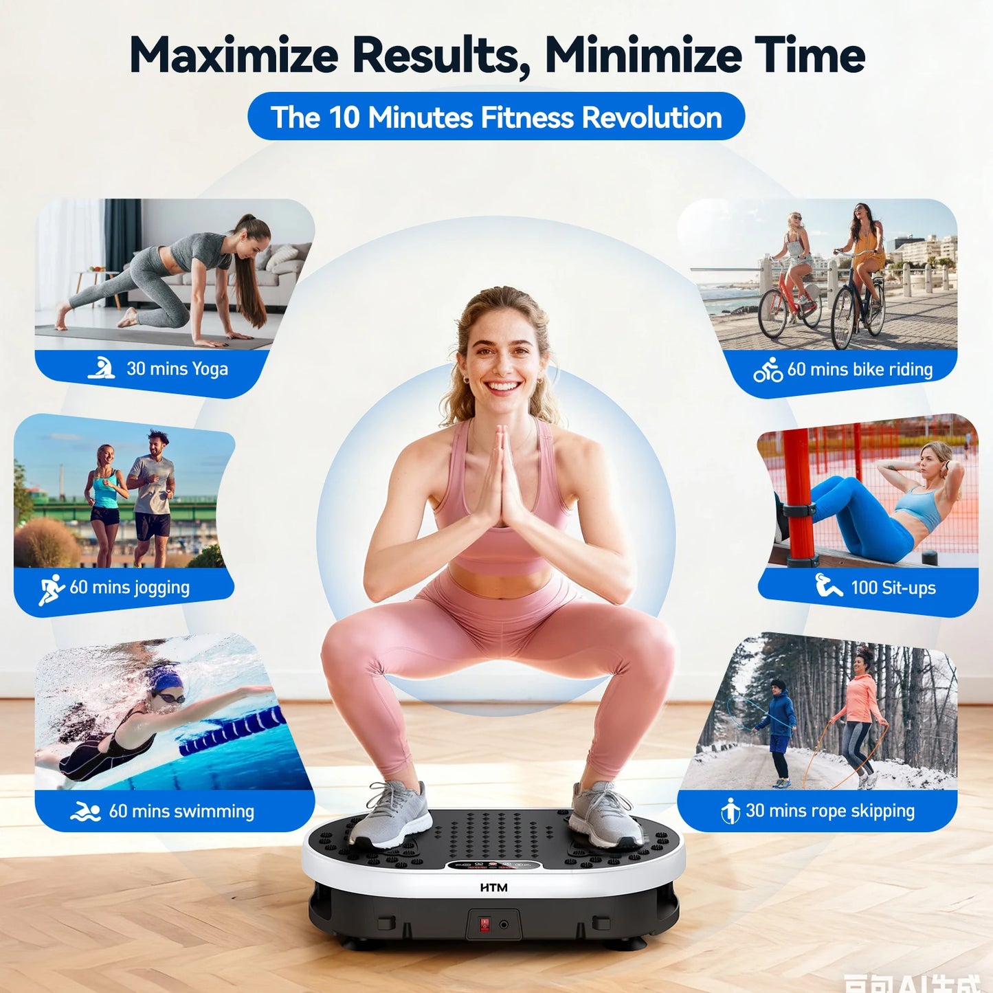 Magnetic Vibration Plate Exercise Machine. 120 Level Full Body Fitness Trainer with Resistance Bands
