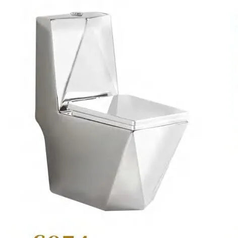 Luxury Gold Electroplated One-Piece Ceramic Toilet . Modern Designer Bathroom Fixture