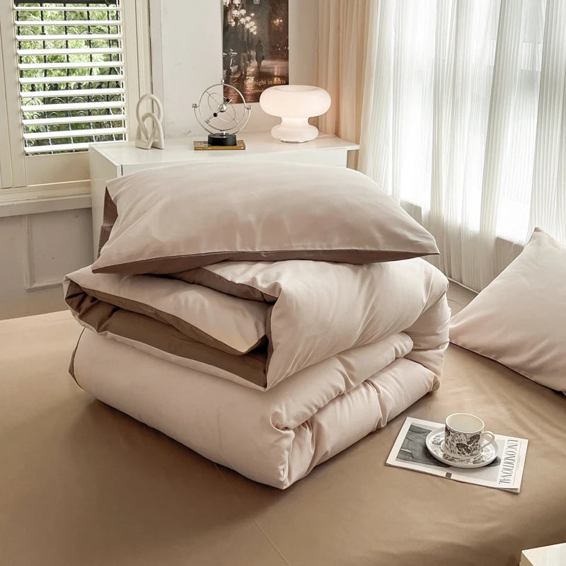 4-Piece Soft Brushed Duvet Cover Set . Solid Color Bedding