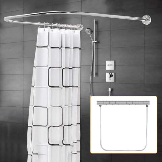 Stainless Steel Shower Curtain Rod U-Shaped Adjustable For Small Bathrooms And Bathtubs