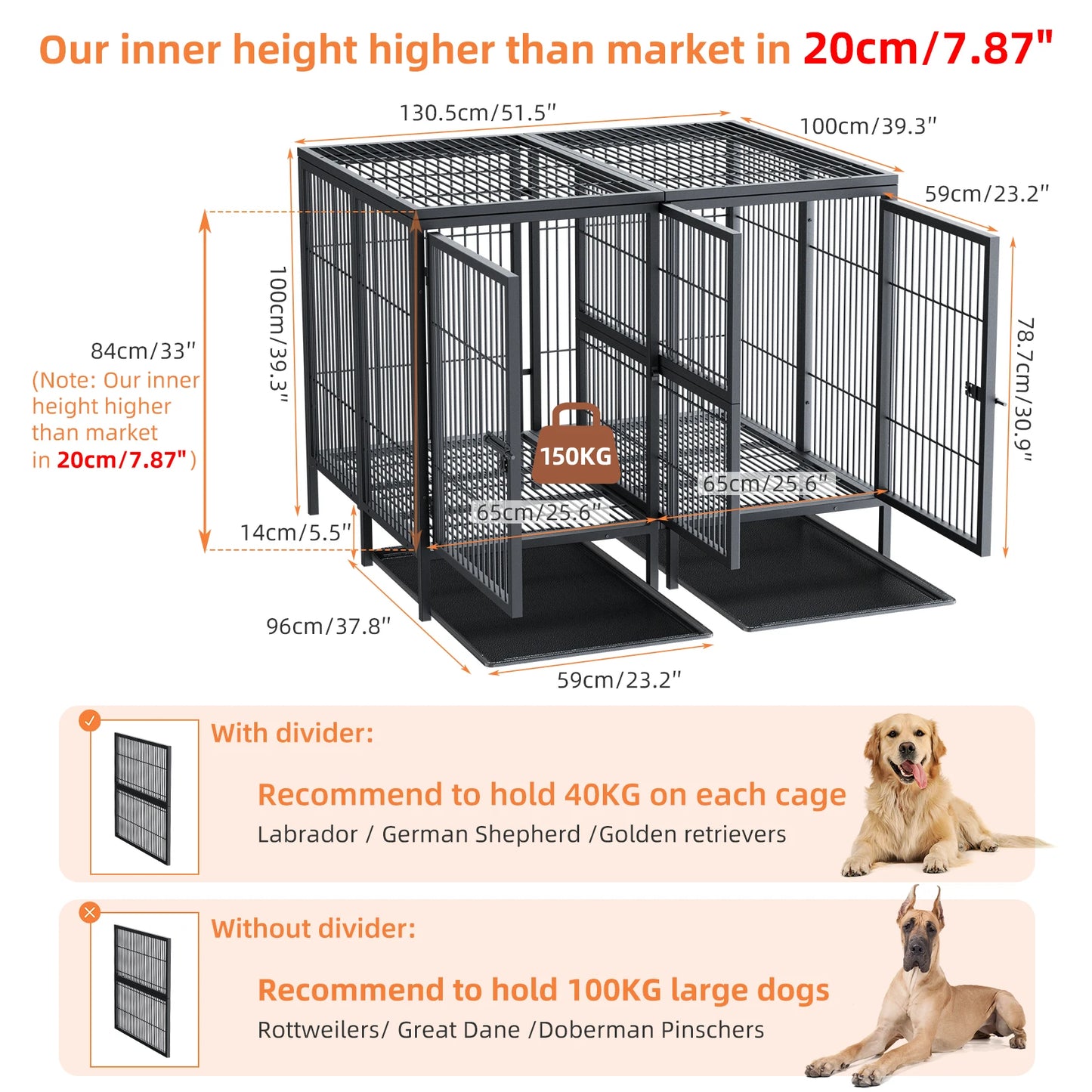 Jumbo Large Metal Pet Playpen Kennel with Secure Locking Door & Removable Tray