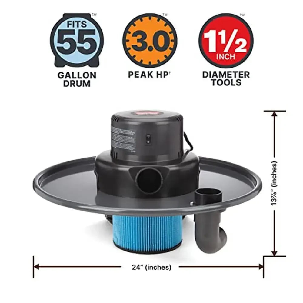 3.0 Peak HP Industrial Wet Dry Vacuum Motor Head Conversion Kit 55 Gallon Drum