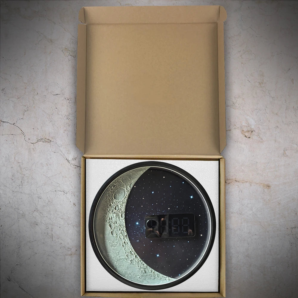 Luna Glow Moon Phase LED Digital Wall Clock