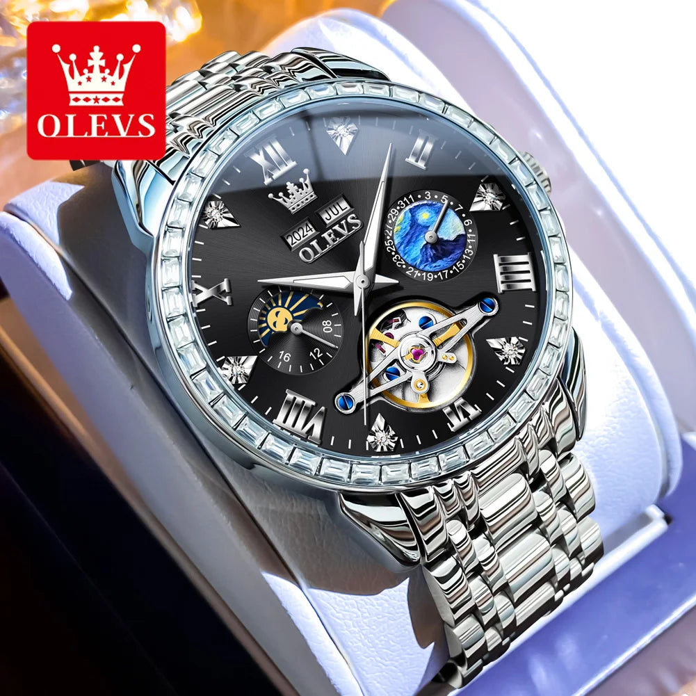 Men’s Mechanical Skeleton Watch – Stainless Steel Luxury Sports Design