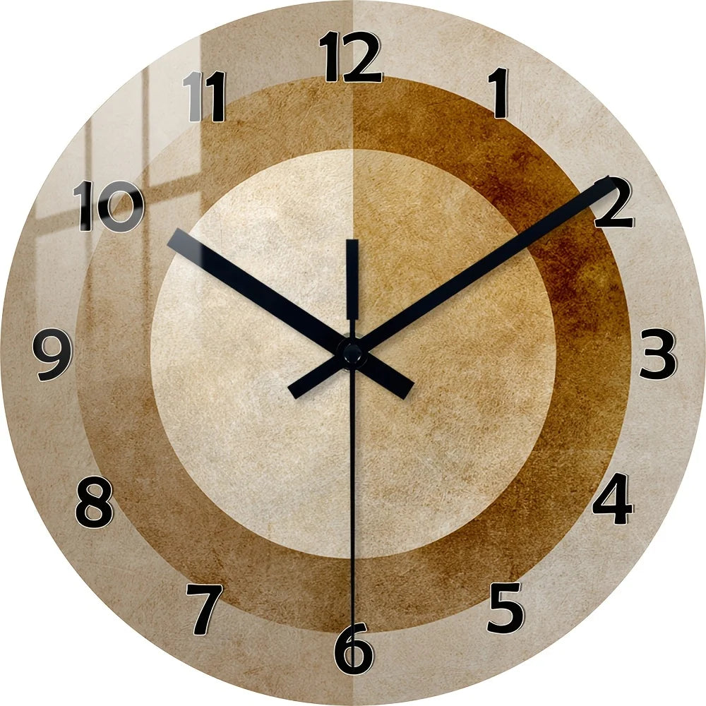 Modern Wood-Look Wall Clock – Minimalist Round Home Décor