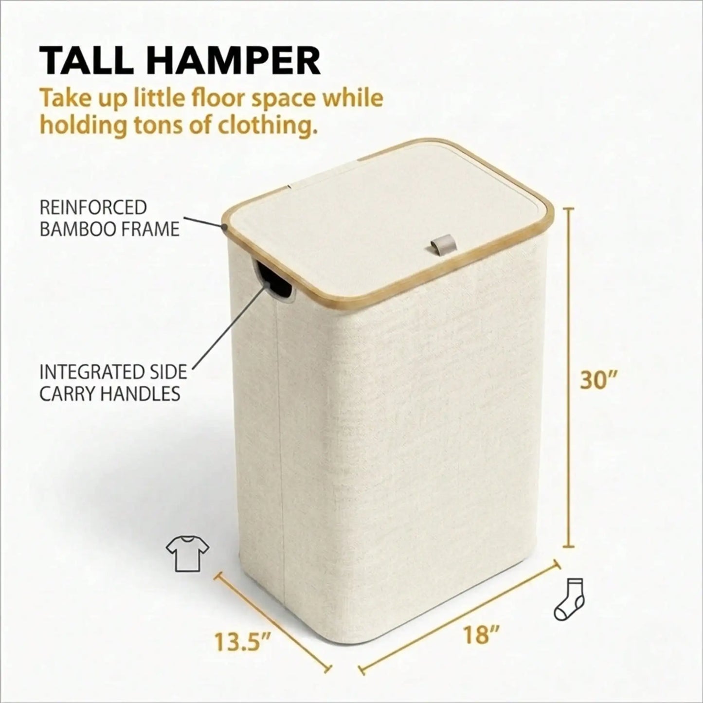 110L Large Capacity Laundry Hamper with Lid & Handles.  Collapsible Oxford Fabric Basket