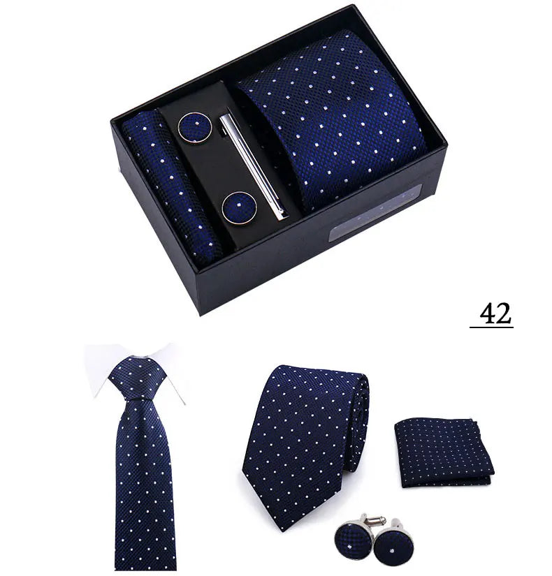 Tie Men With Box Top Quality Business Ties Hanky Cufflink Set Clips Green Necktie Corbatas For Men Wedding In Gift Box Gravatas