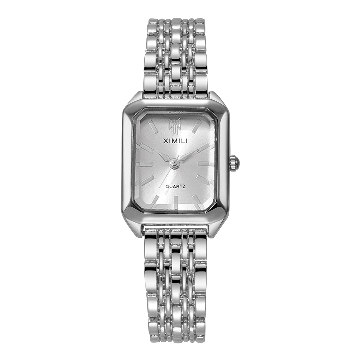 Elegant Women’s Rectangular Quartz Watch. Stainless Steel Bracelet Fashion Timepiece