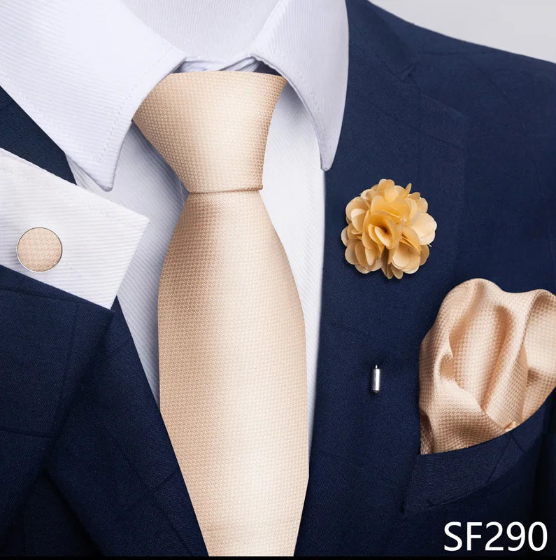 Luxury Green Floral Men’s Necktie Set .Tie, Pocket Square & Cufflinks