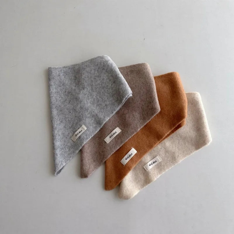Winter Children's Triangle Scarf Wool Solid Scarf Baby Girls Soft Shawl Kids Collar Warm Neckerchief Boys Drool Saliva Towels