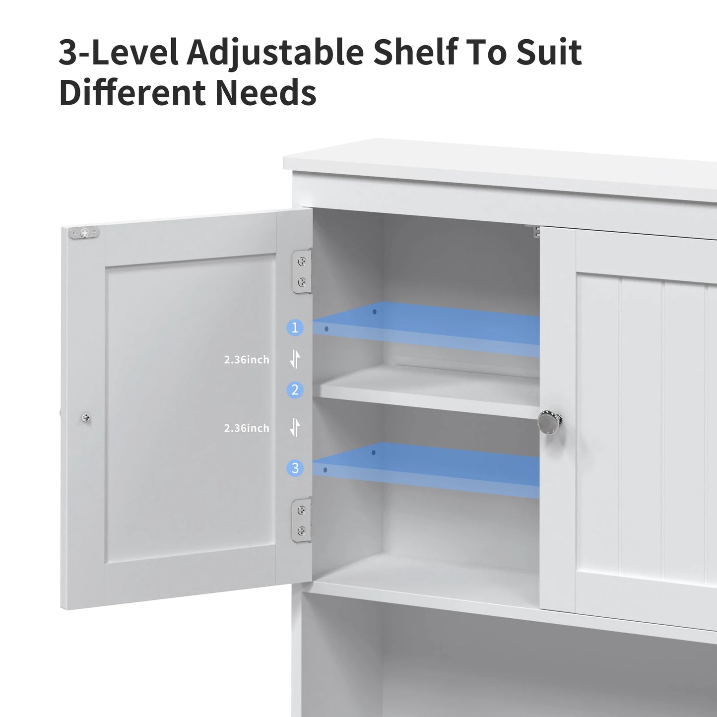 White Wall Mounted Bathroom Cabinet Over Toilet Storage