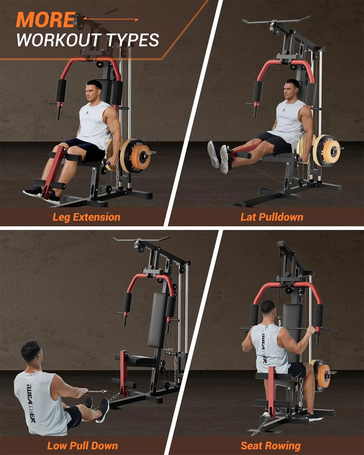 Home Gym Machine Full Body Workout Equipment with Pulley System,Leg Press Support for Strength Training, Workout Station