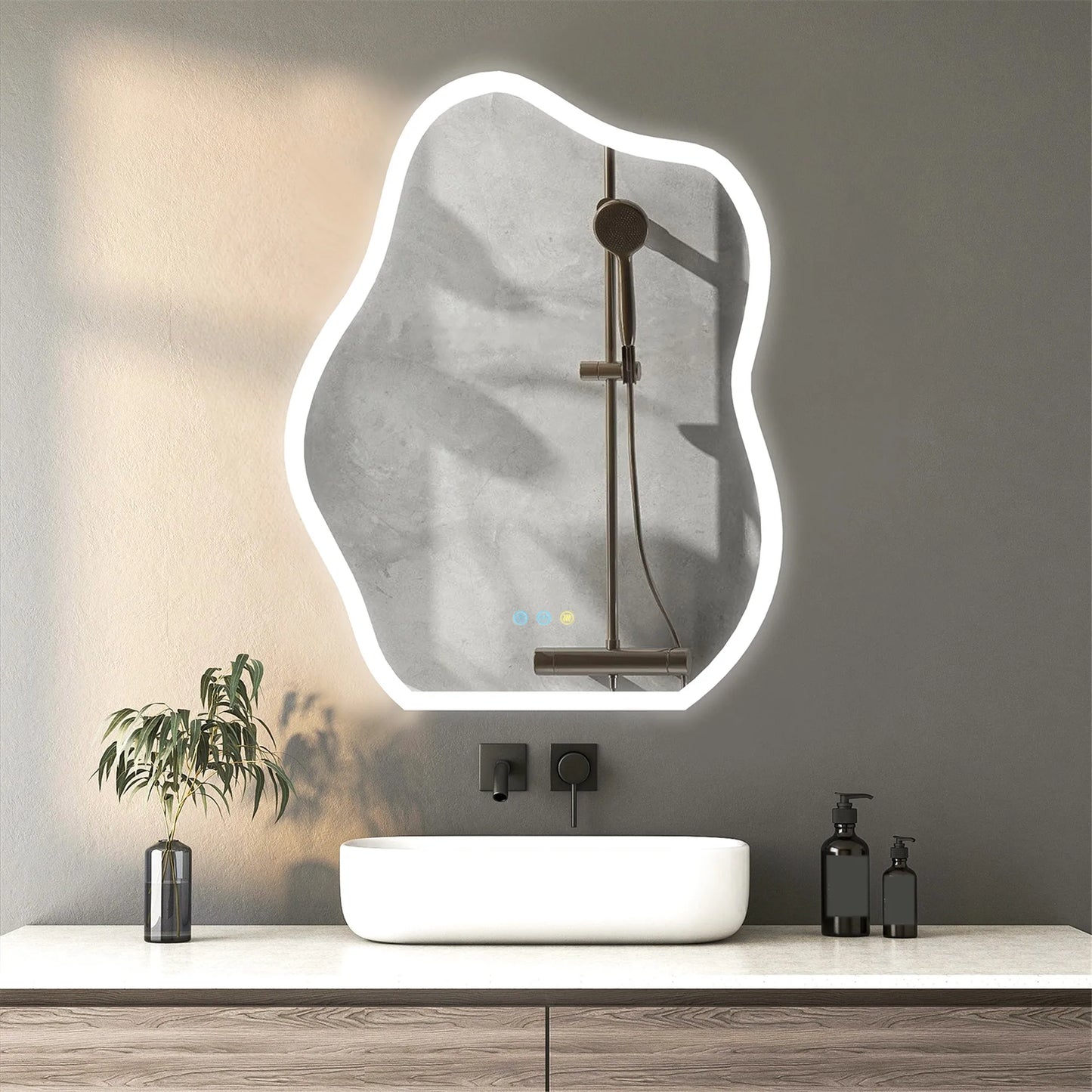 Cloud Shaped LED Bathroom Mirror with Lights - Anti-Fog, Dimmable 3 Color Temperatures (3000K-6000K), CRI90+ High Color
