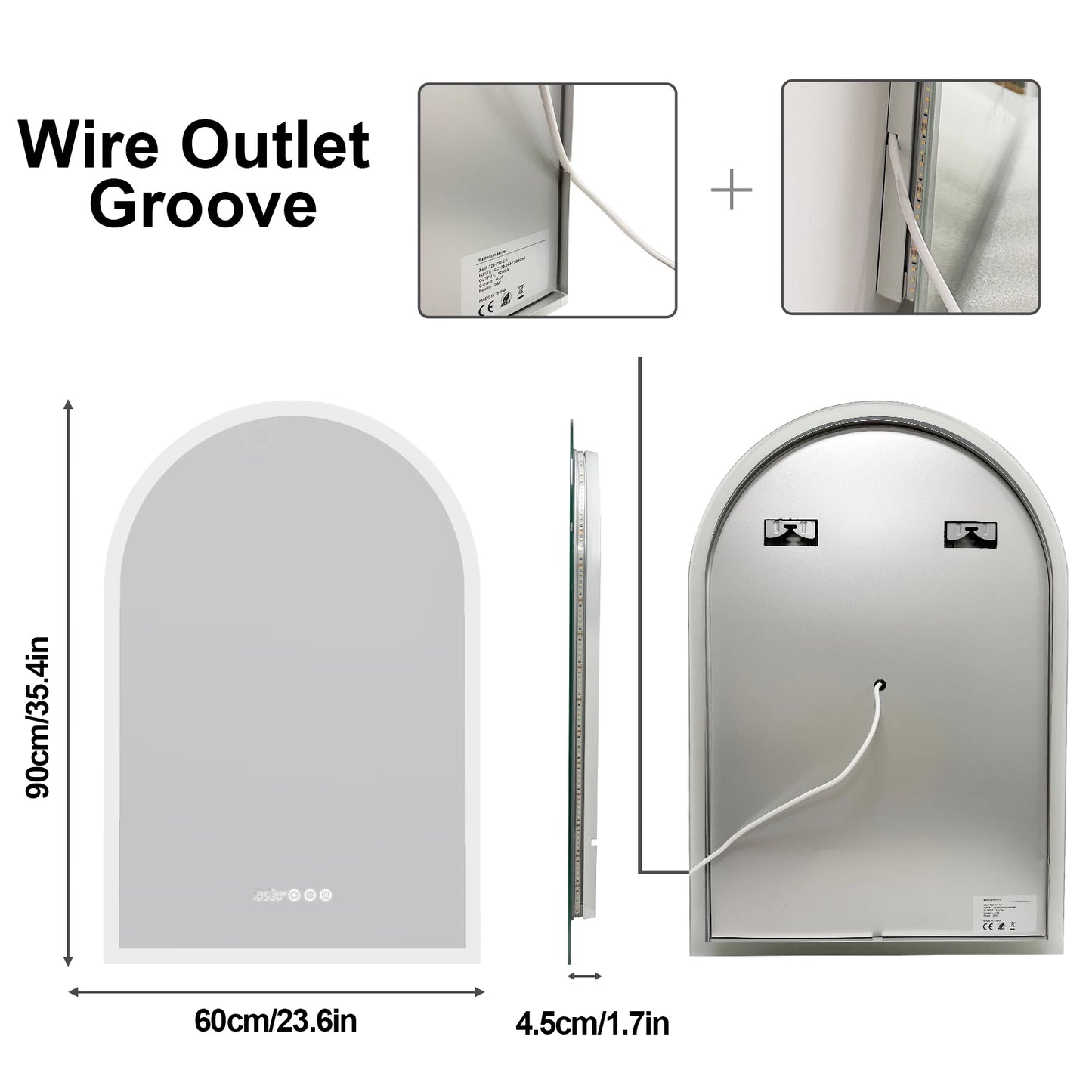 Backlit Smart LED Bathroom Mirror Arched Dimmable CRI95