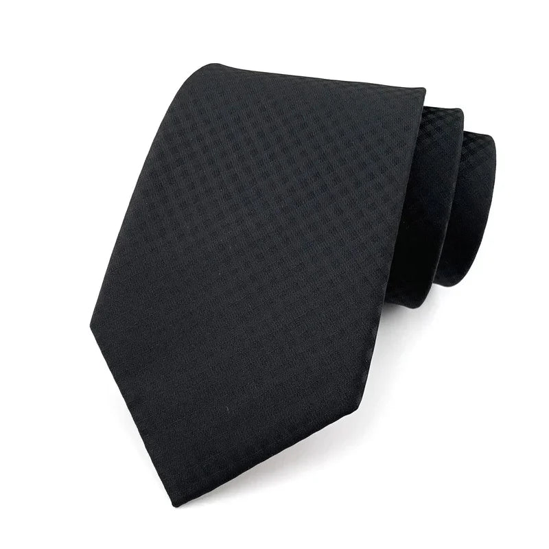 Luxury 8CM Men’s Black Striped Necktie | Classic Business & Formal Tie for Weddings, Office & Special Occasions
