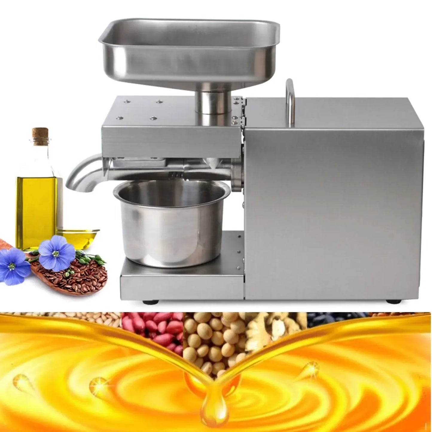 Commercial Oil Press Machine  304 Food Grade Stainless Steel,For the Oil Crops Flax Peanut Olive  Extraction Extractor Expeller