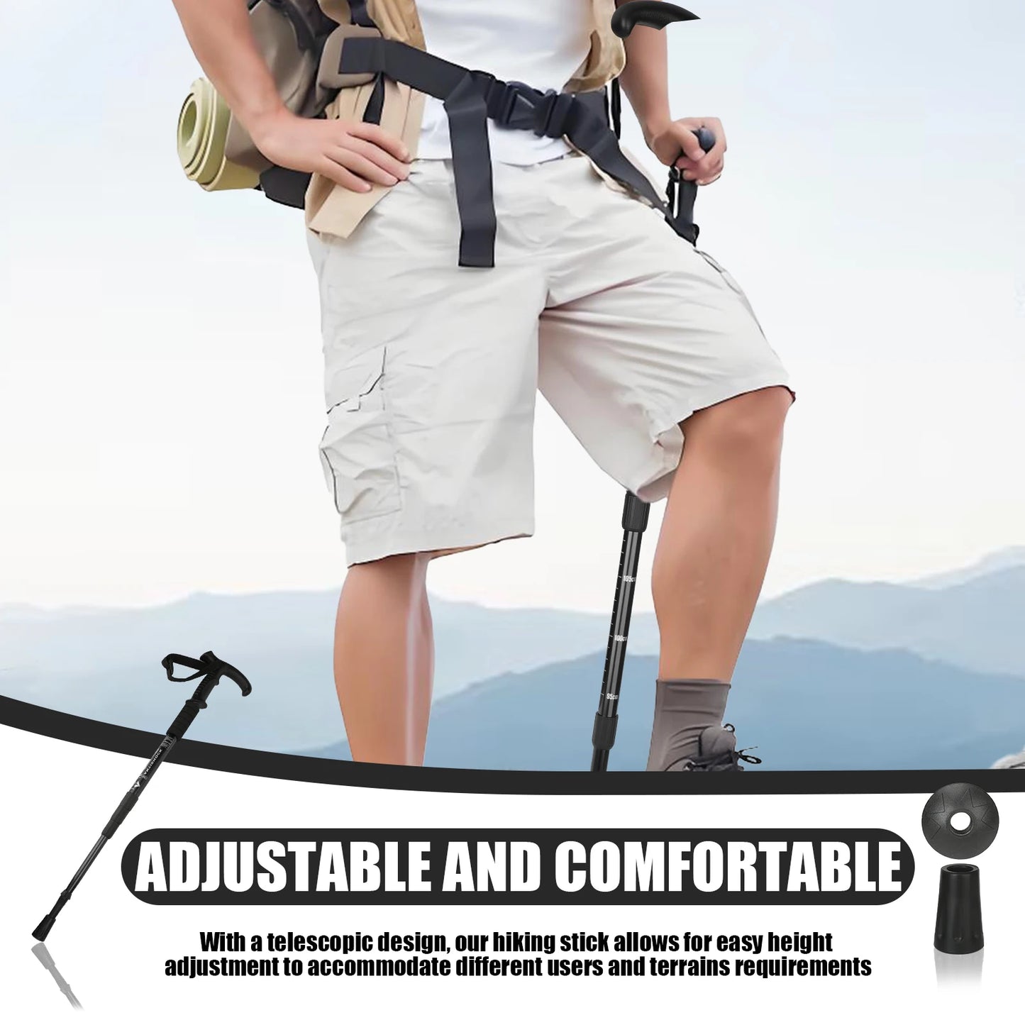 Adjustable Hiking Walking Stick – Lightweight Telescopic Trekking Pole for Hiking, Walking & Outdoor Adventures