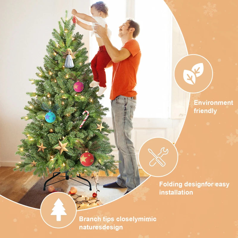 7FT Full-Bodied Artificial Christmas Tree with 1,375 PE & PVC Tips .Premium Hinged Holiday Tree