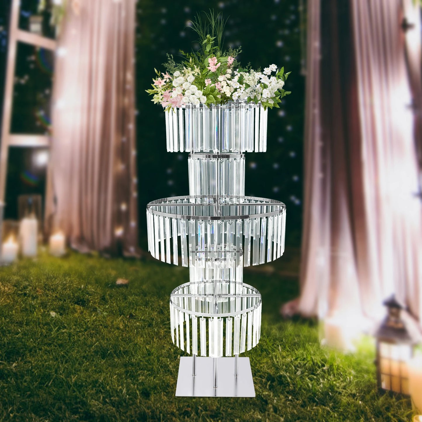 5 Tiers Acrylic Flower Stand Wedding Centerpiece Display Flower Holder Free Standing Decor for Parties, Banquets & Events