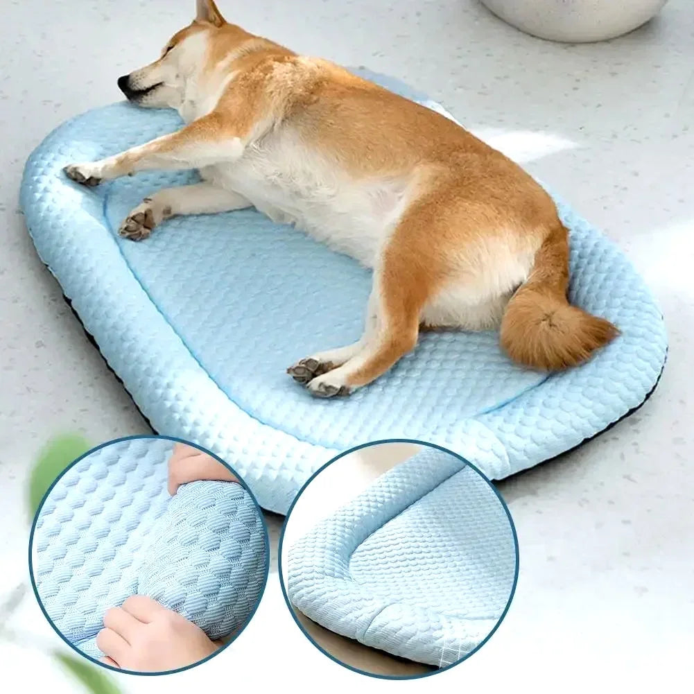 Ice Silk Cooling Dog Bed with Removable Cushion | Summer Pet Sleep Nest for Dogs & Cats