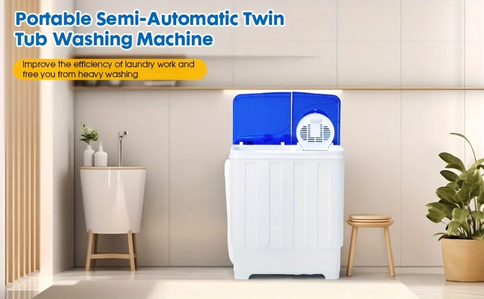Portable Washing Machine & Spin Dryer Combo – Compact Twin Tub Washer for Apartments, RVs, Dorms & Small Spaces