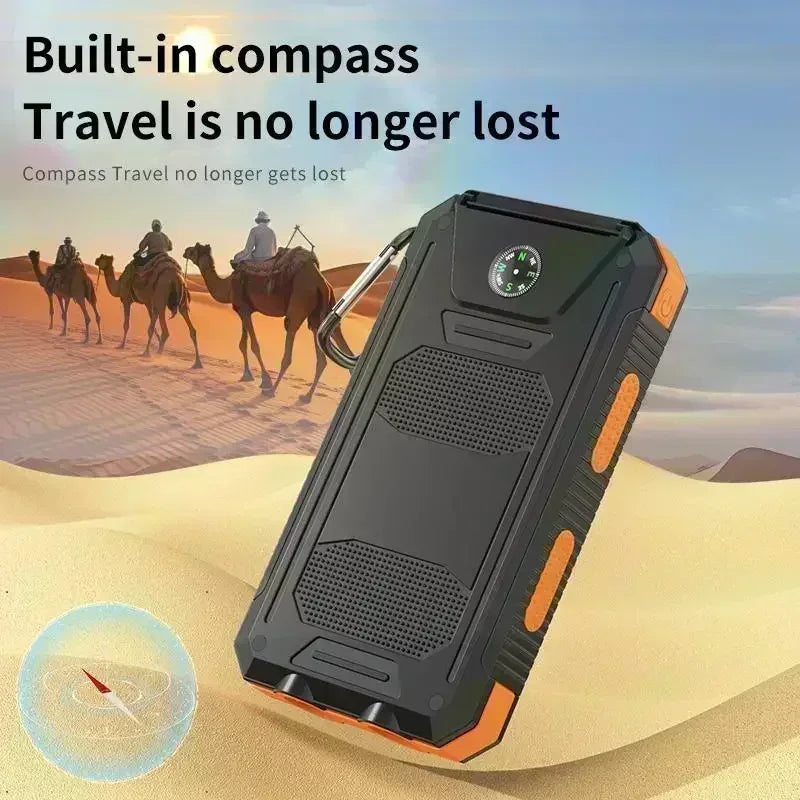 Outdoor Power Non Stop 10000mAh Solar Power Bank . QC3.0 Fast Charging Portable Charger