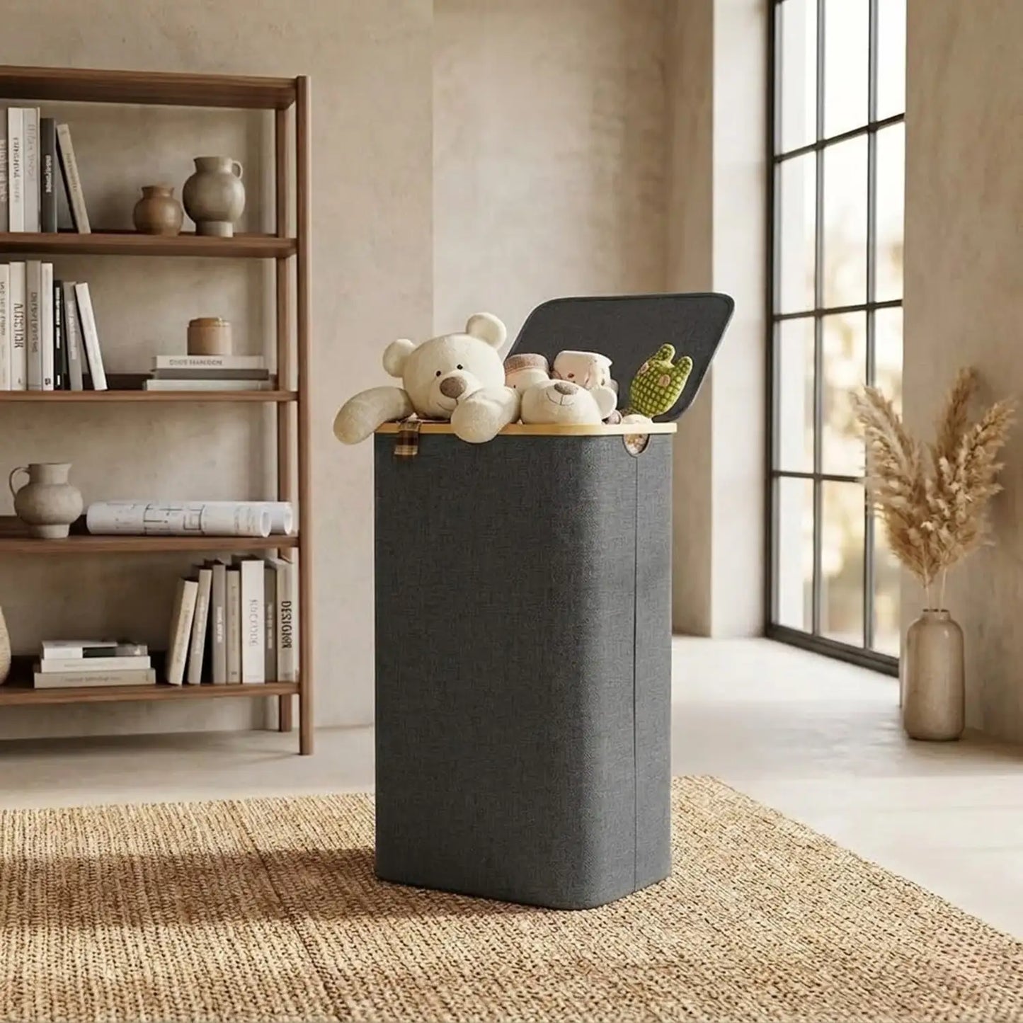 110L Large Capacity Laundry Hamper with Lid & Handles.  Collapsible Oxford Fabric Basket
