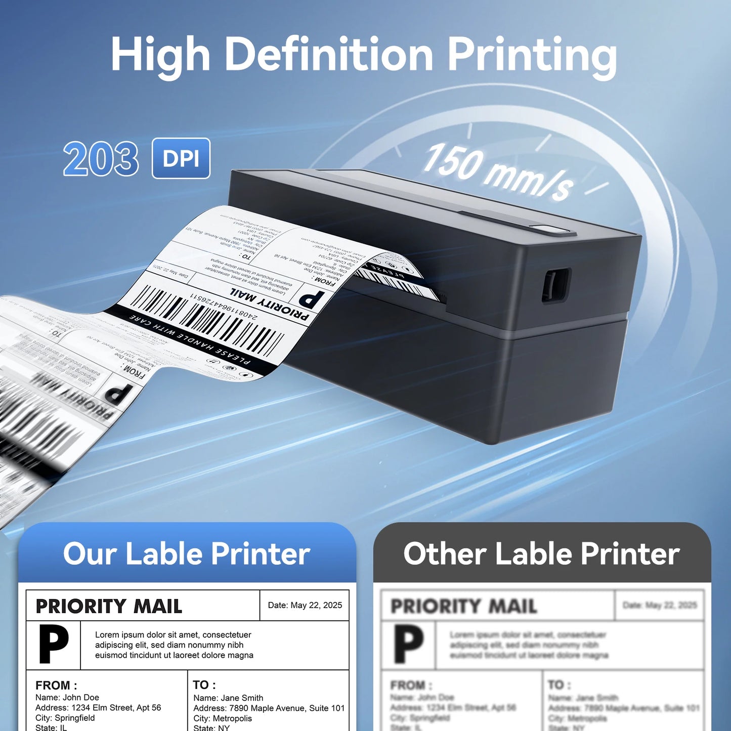 Portable 4x6 Thermal Shipping Label Printer for Small Business & Home Office