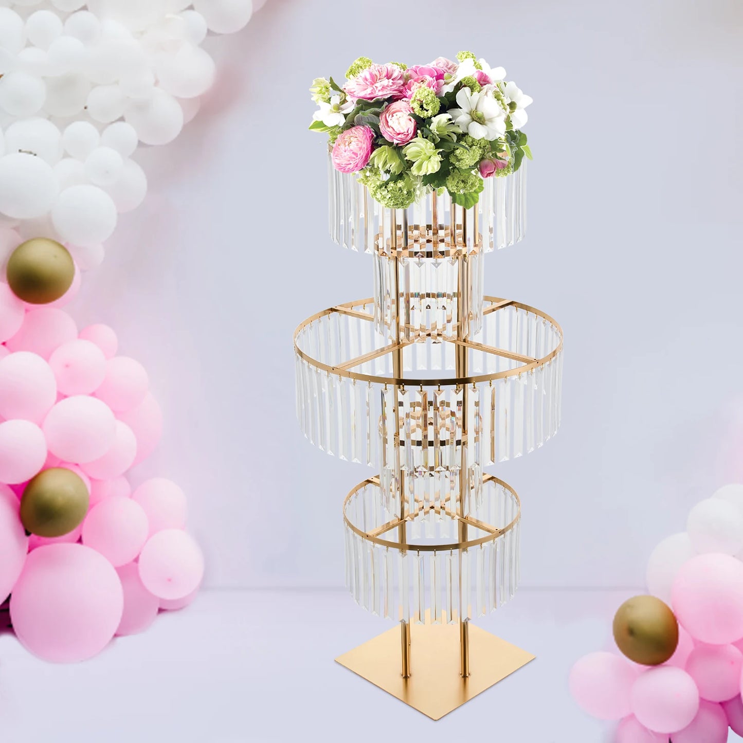 5 Tiers Acrylic Flower Stand Wedding Centerpiece Display Flower Holder Free Standing Decor for Parties, Banquets & Events