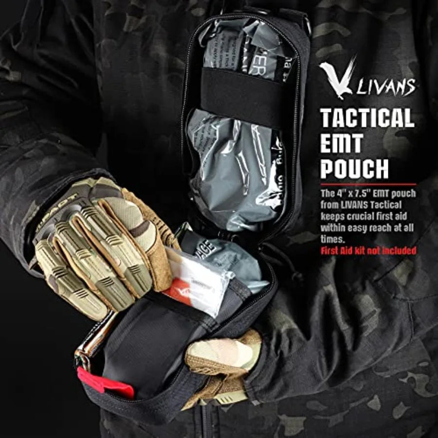 Tactical MOLLE Medical Pouch, Rip-Away EMT First Aid Pouch IFAK Trauma Kit Everyday Carry Survival Bag Include Cross Patch