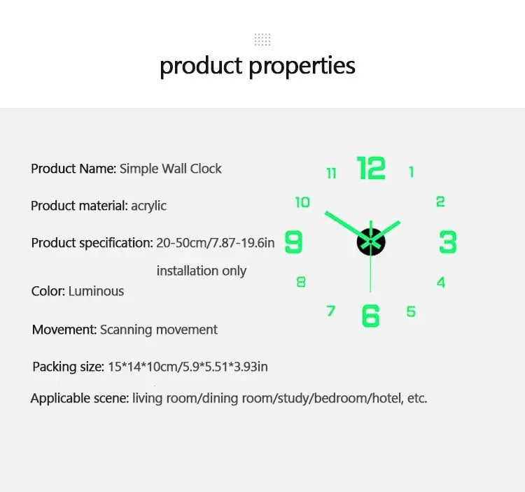 GlowTime DIY Luminous Silent Wall Clock