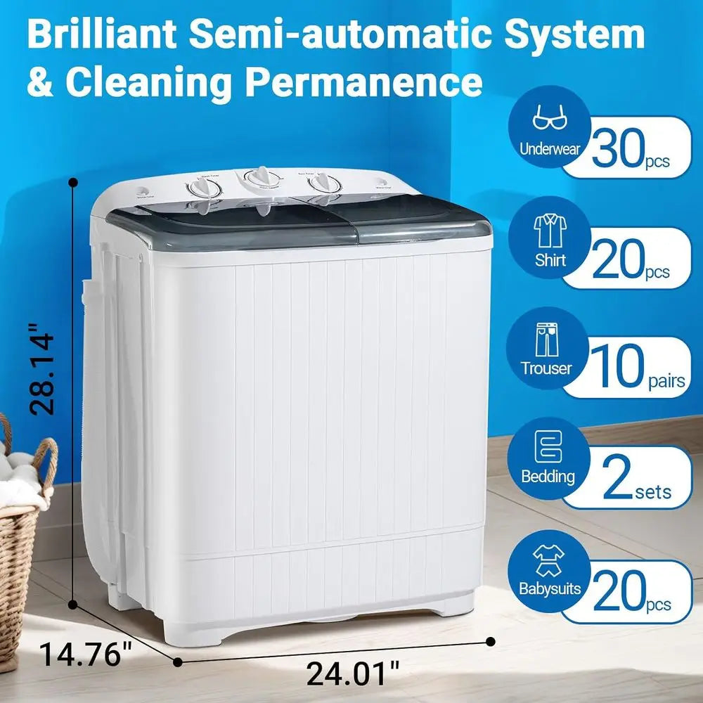 Compact Portable Top-Load Washing Machine. Single-Tub Washer