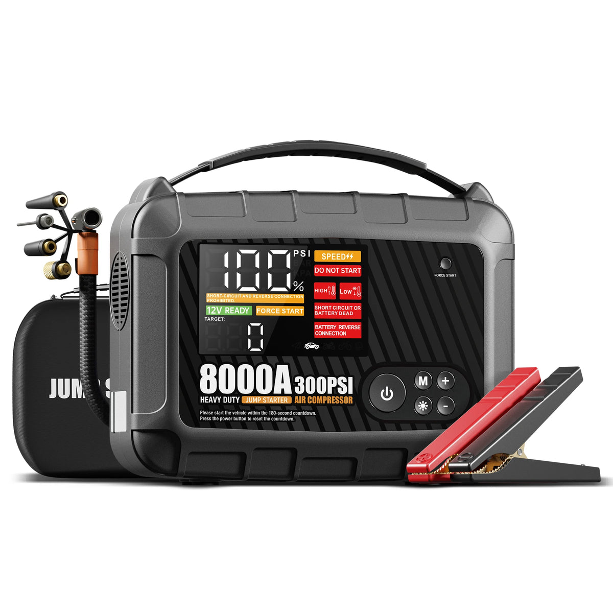 Heavy-Duty Car Jump Starter with Air Compressor | Portable Emergency Power Pack