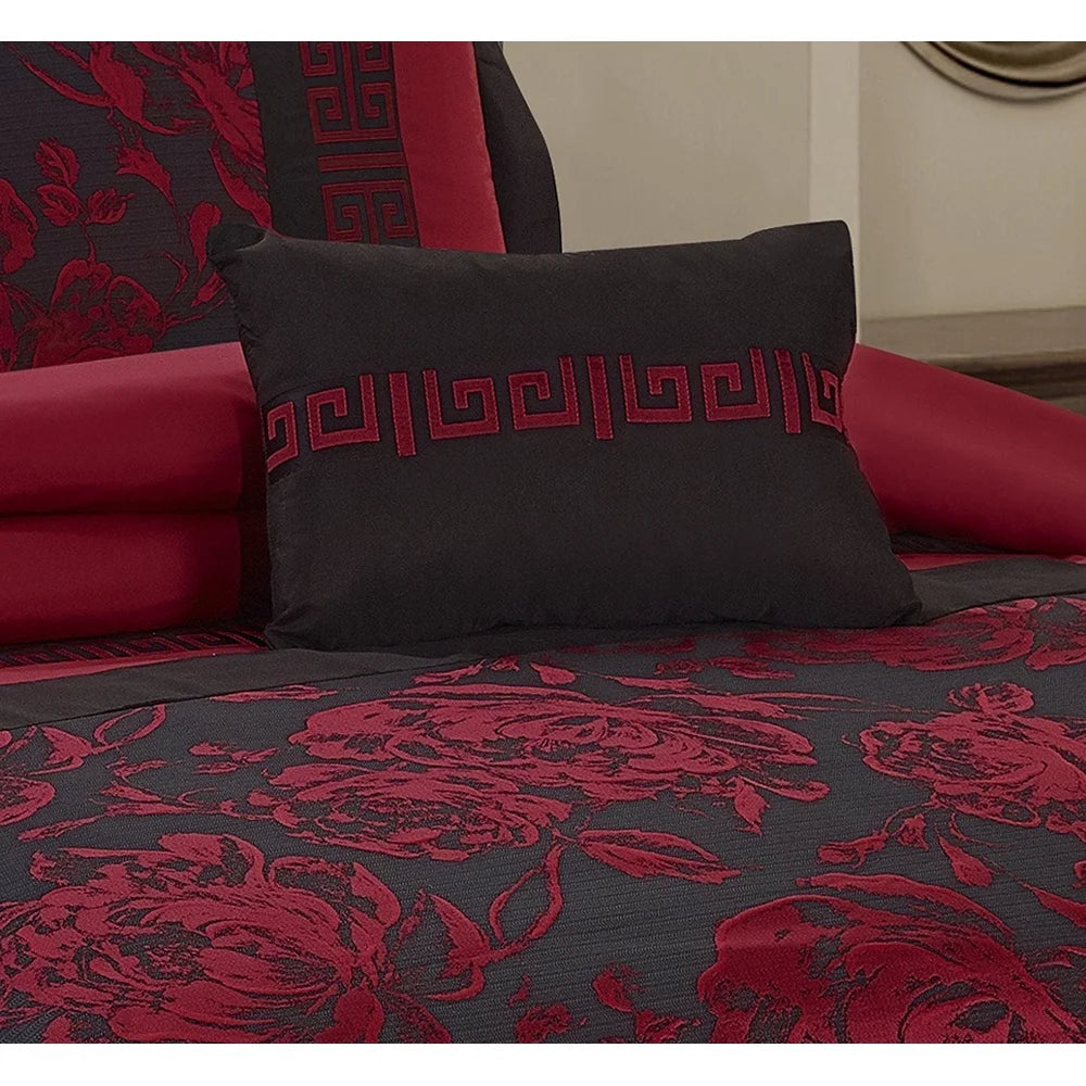 Dutrieux 8 Piece Luxury Floral Queen Comforter Set Bedding