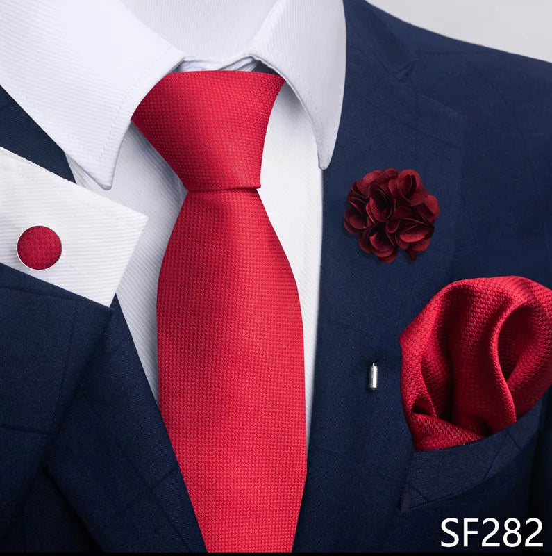 Luxury Green Floral Men’s Necktie Set .Tie, Pocket Square & Cufflinks