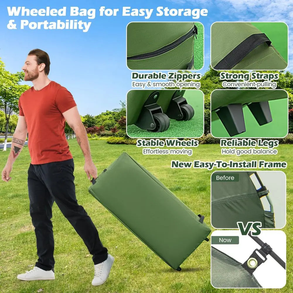 5-in-1 Elevated Camping Tent Cot Combo with Air Mattress, Sleeping Bag, Pillow & Awning