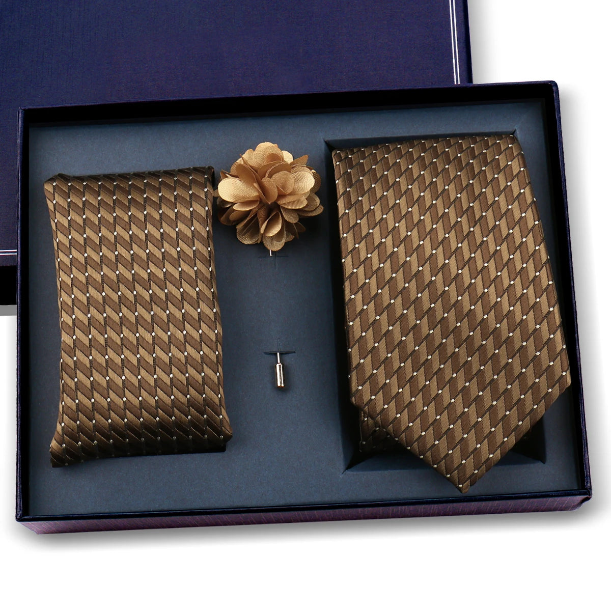 Luxury Men’s Paisley Necktie Gift Set. Silk Tie, Pocket Square, Cufflinks & Gift Box for Weddings & Business