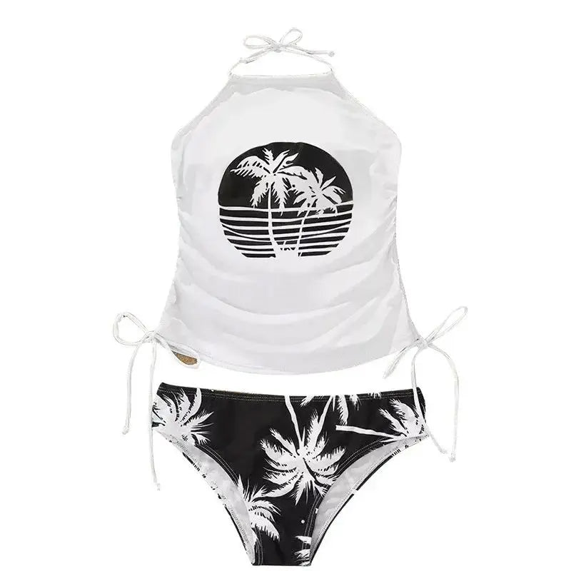 V-Neck Cutout One-Piece Swimsuit.  Contrast Mesh High-Waist Swimwear